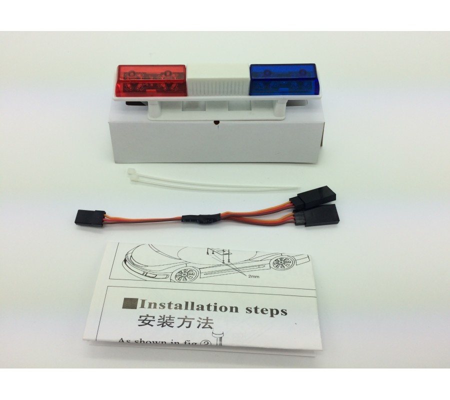 RC Police Light Bar Rotating Flashing LED (red and blue) Type 2