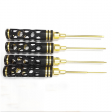 Hex screw driver 4pcs set  handle with holes  red and black optional (  Titanium  plated）