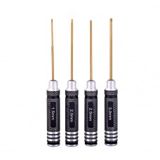 Hex screw driver 4pcs set with rounded black handlebar (  Titanium）