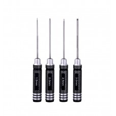 Hex screw driver 4pcs set with rounded black handlebar ( High-speed steel）