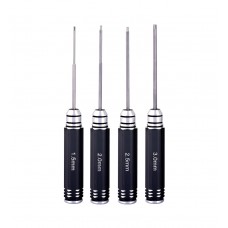 Hex screw driver 4pcs set with hex black handlebar ( High-speed steel）