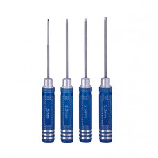 Hex screw driver 4pcs set with rounded blue handlebar ( High-speed steel）