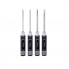 Straight screw driver 4pcs set with rounded black handlebar ( white steel）