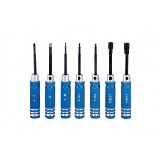 Screw driver 7pcs set with rounded blue handlebar ( Black steel）