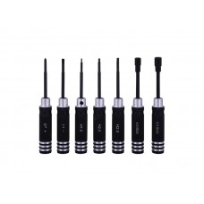 Screw driver 7pcs set with rounded black handlebar ( Black steel）